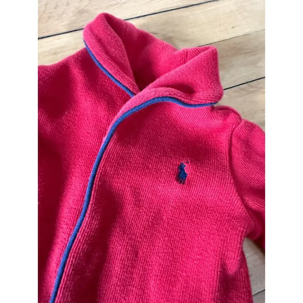 POLO RALPH LAUREN Baby Boys French Rib Cotton‎ Coverall in red